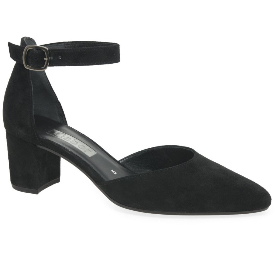 Gabor Black Suede Gala Womens Open Court Shoes