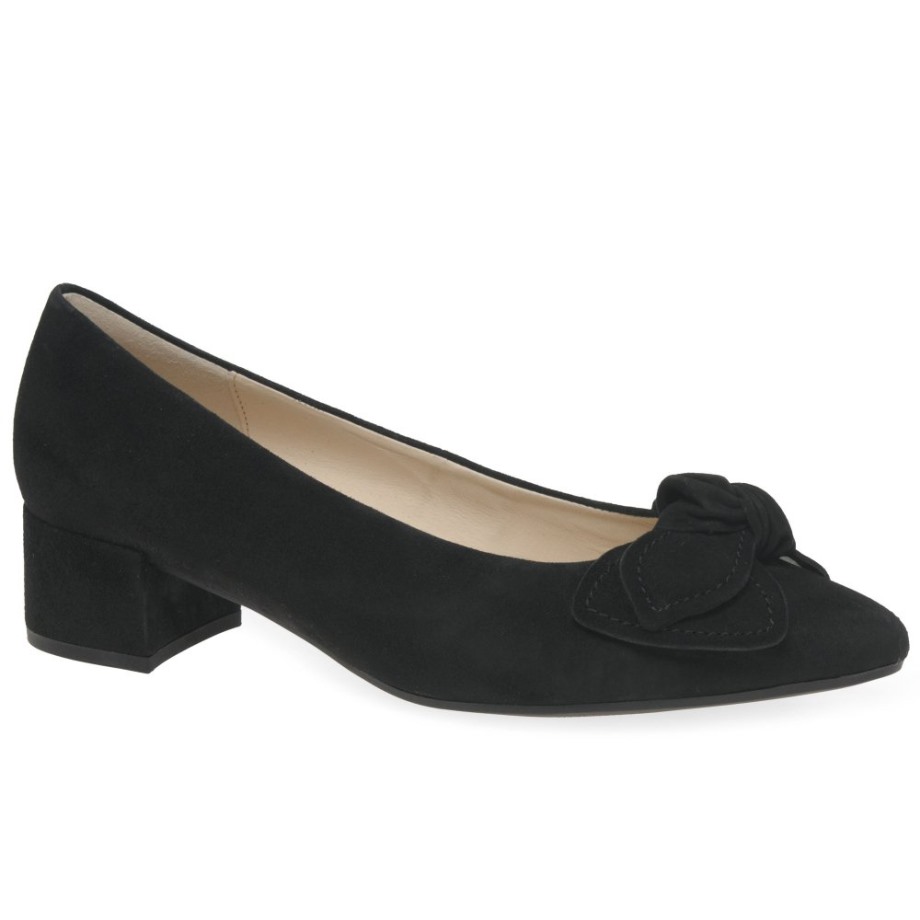 Hooty Ladies Court Shoes Gabor Black Suede