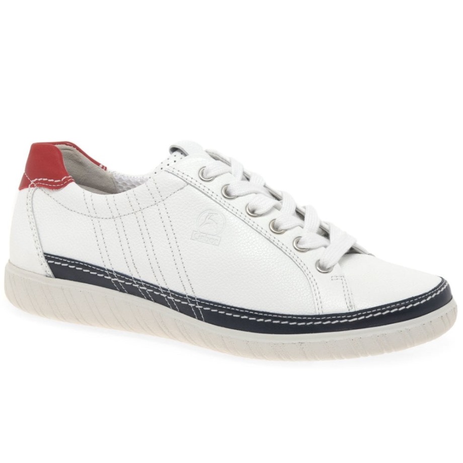 Amulet Womens Wide Fit Sneakers White/Navy/Red Gabor