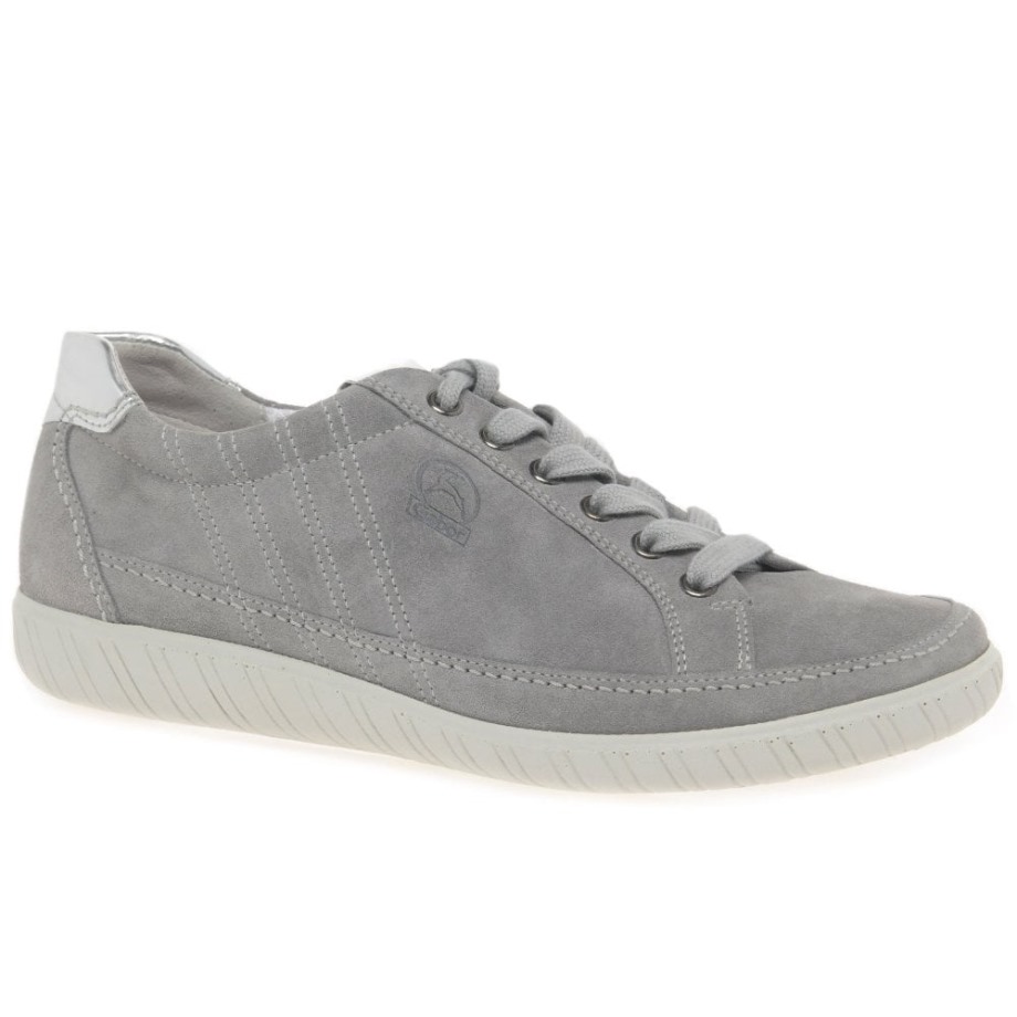 Grey Suede/Argento Gabor Amulet Womens Wide Fit Sneakers