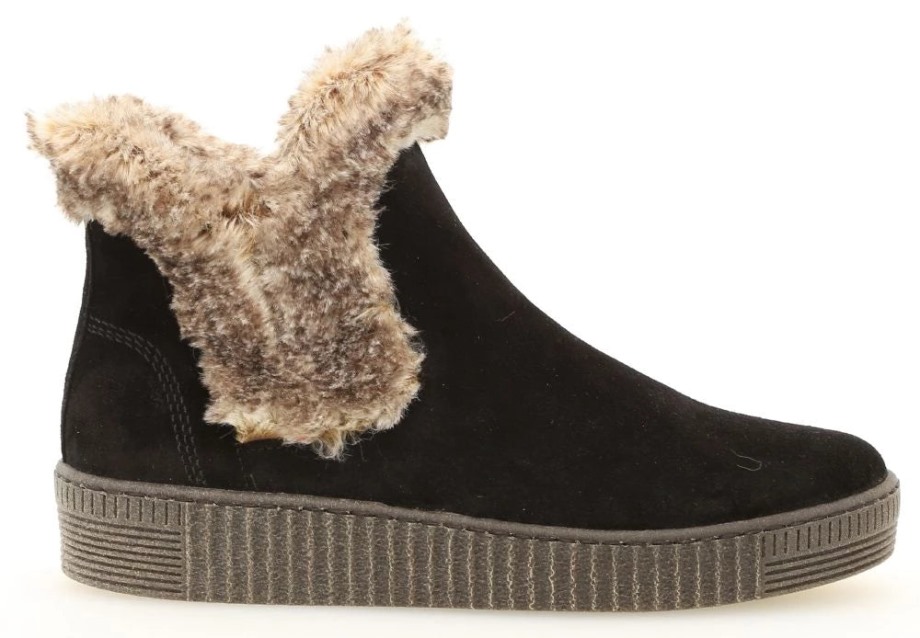 Gabor 33737-17 - čizme Plato Od Brušene Kože Crne