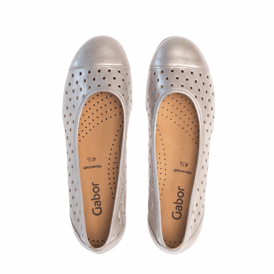 Metallic Gold Perf Balletflat Gabor