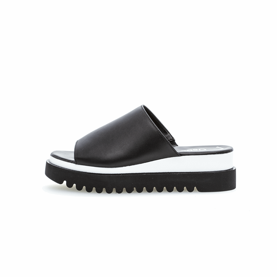 Gabor Black Platform Slipon Sandal