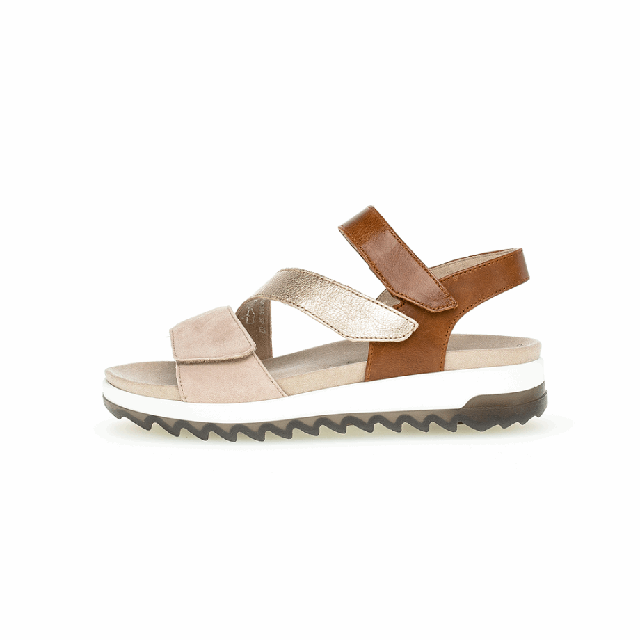 Gabor Caramel/Gold/Rosa Anklestrap Sandal