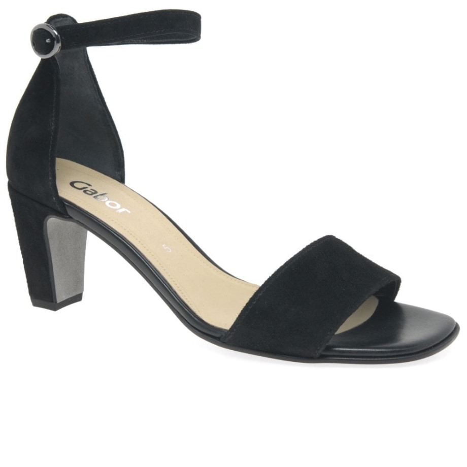 Unicorn Womens High Heeled Sandals Black Suede Gabor