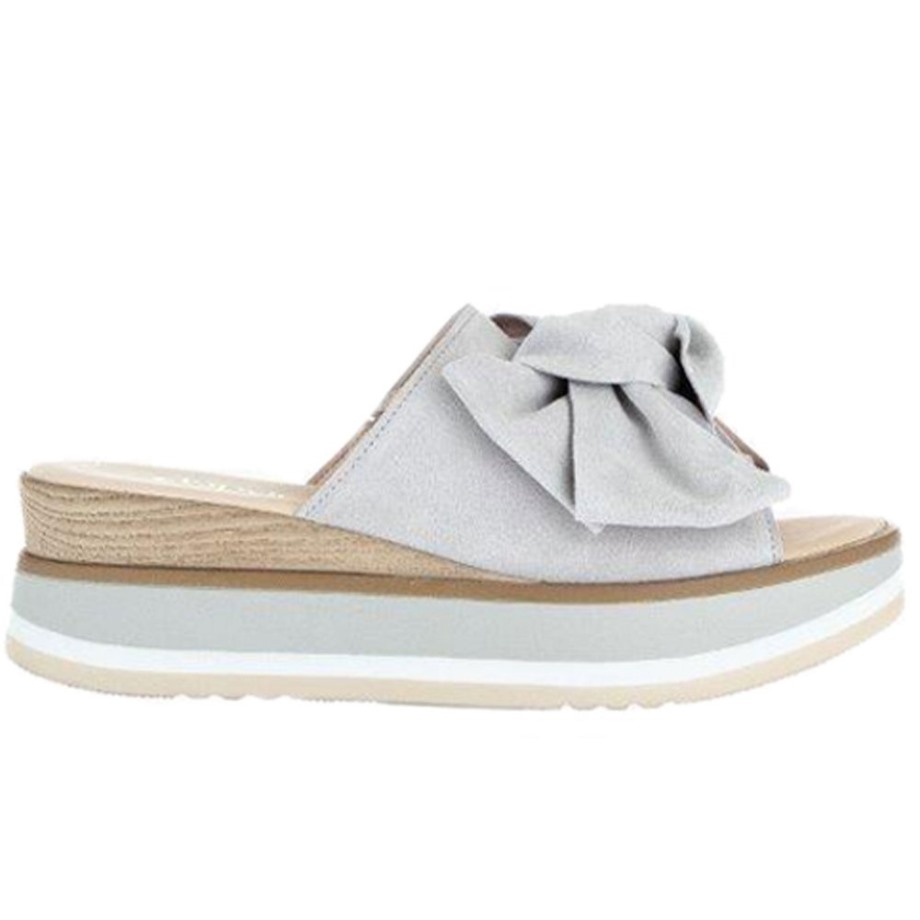 Clinton Ladies Mule Sandals Gabor Light Grey Suede